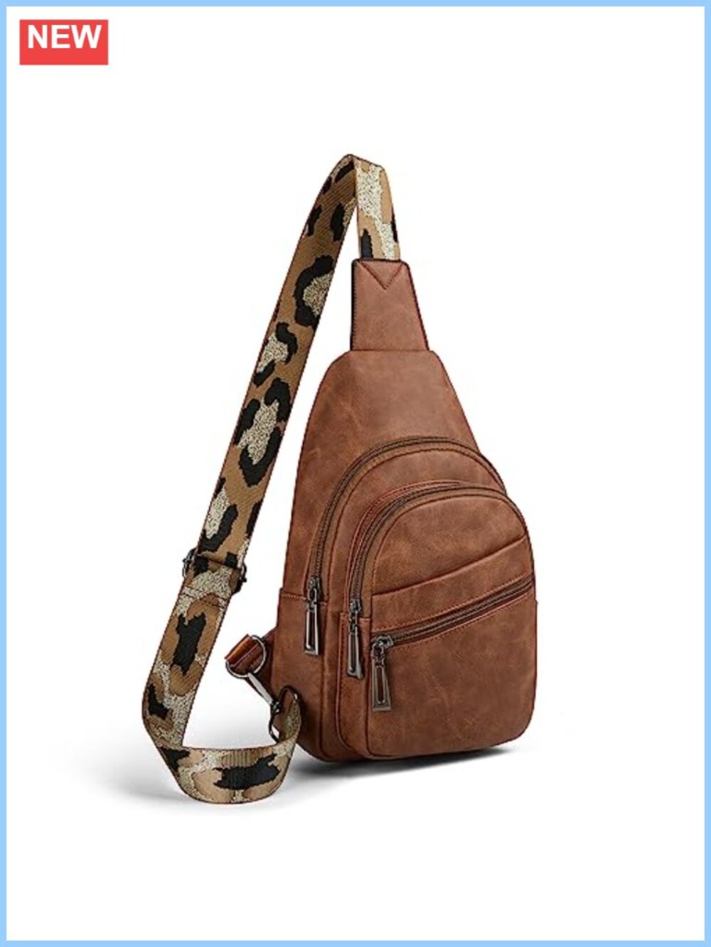 Vegan PU Leather Crossbody Sling Bag with Adjustable Strap